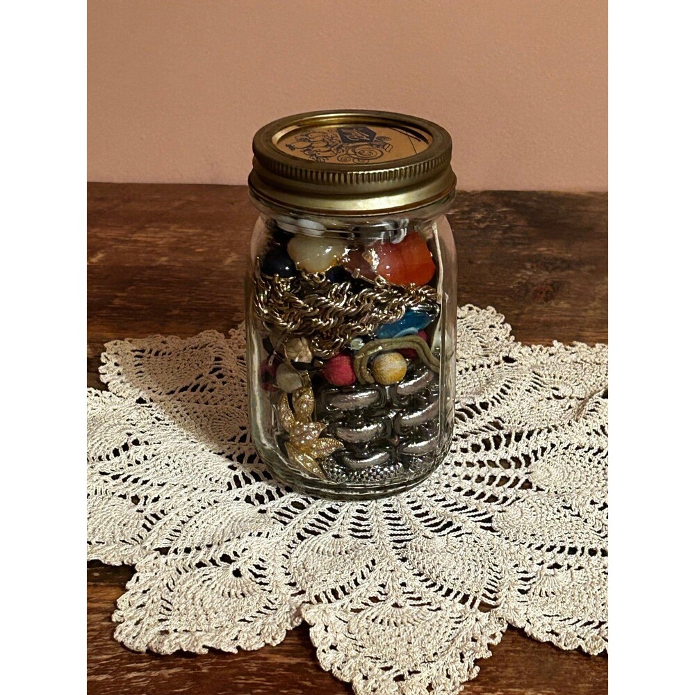Mystery Vintage and Modern Wearable Costume Jewelry in Collectible Ball Jar